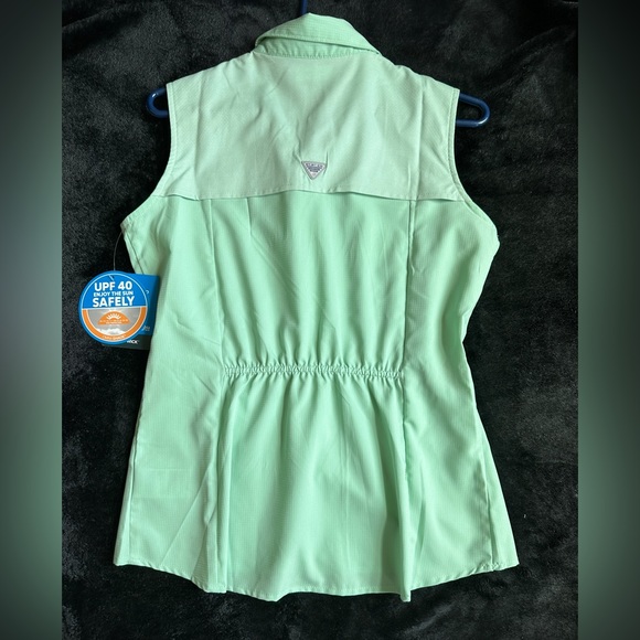 😱 NWT Columbia PFG Tamiami Sleeveless button up in Gullfoss Green size XL - Picture 10 of 11